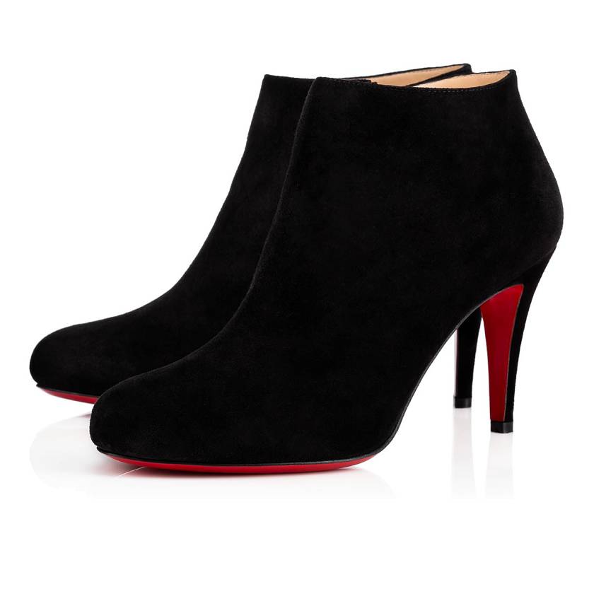 Women's Christian Louboutin Belle 85mm Suede Ankle Boots - Black [0239-485]